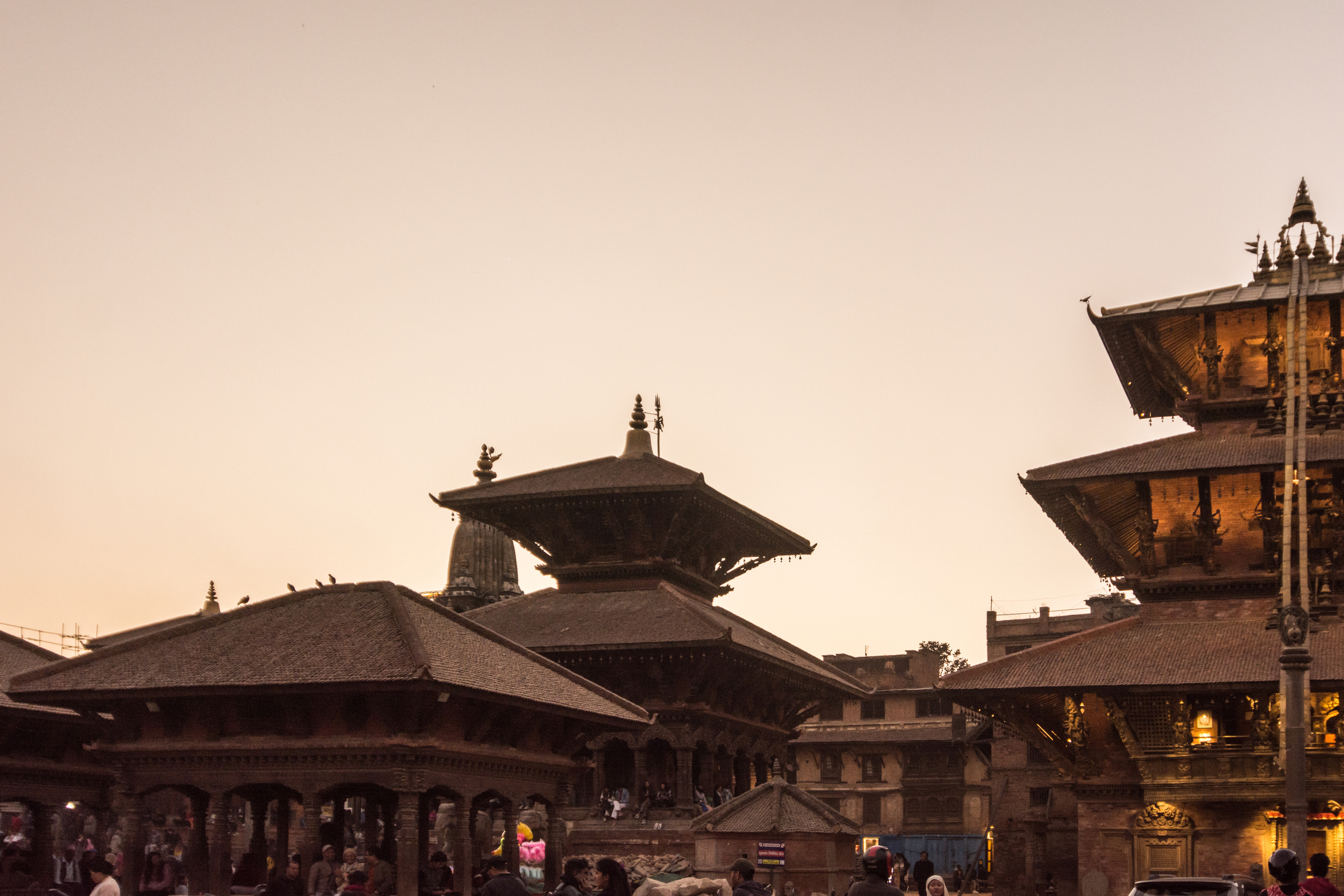 Durbar Square, Patan, with sunset sky background - stock photo